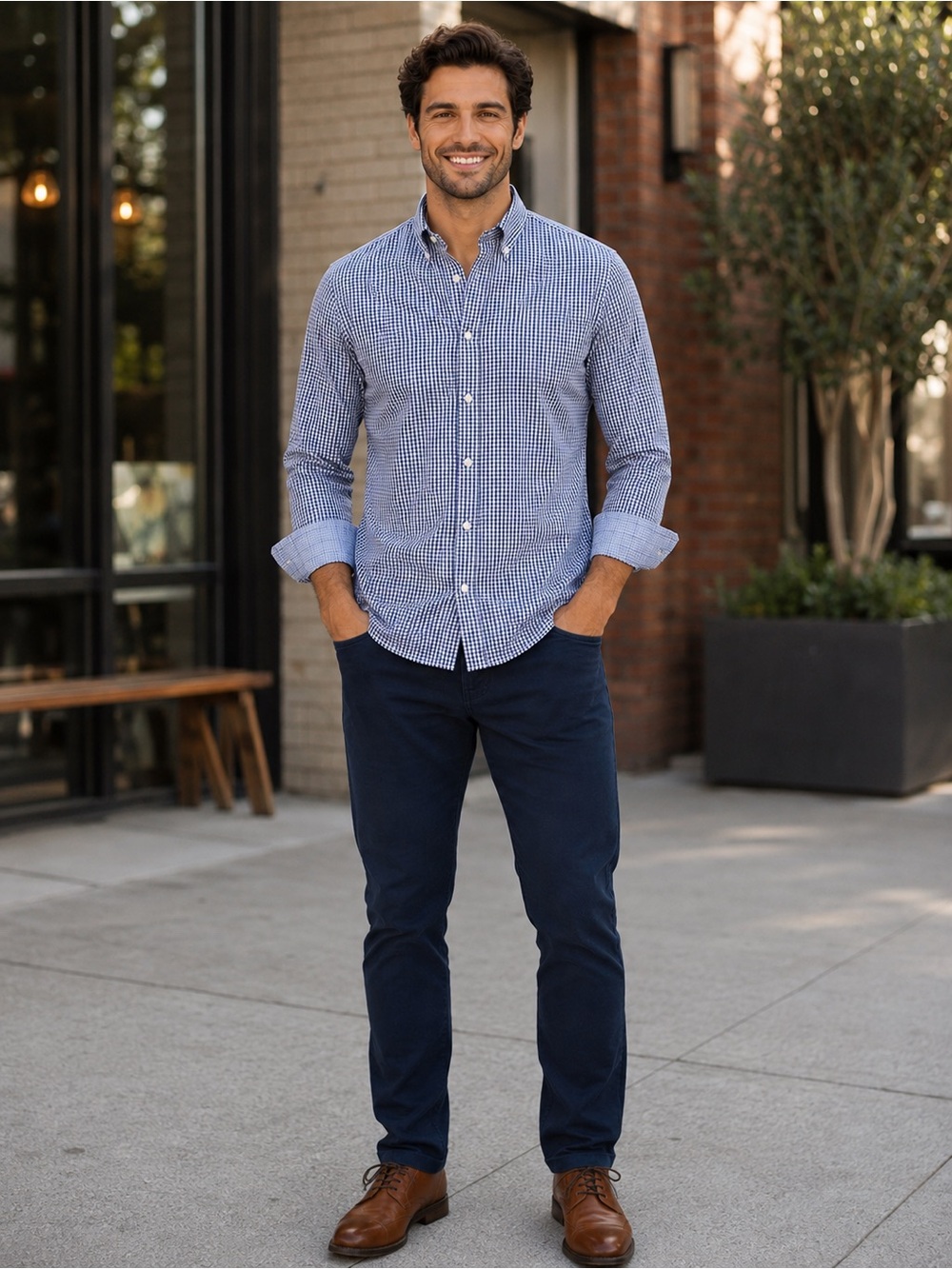 Original Penguin Blue Check Button-Down Shirt